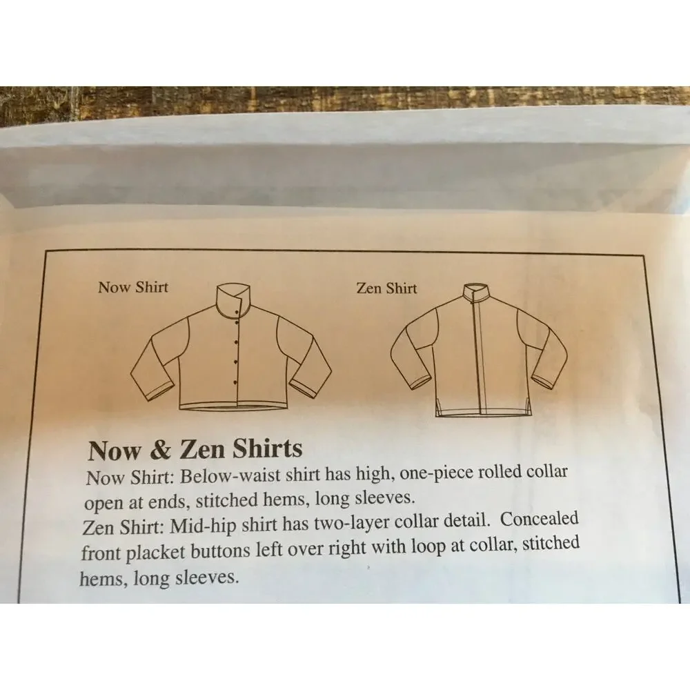 Sewing Workshop Pattern Womens Now & Zen Shirts 6-22 UNCUT